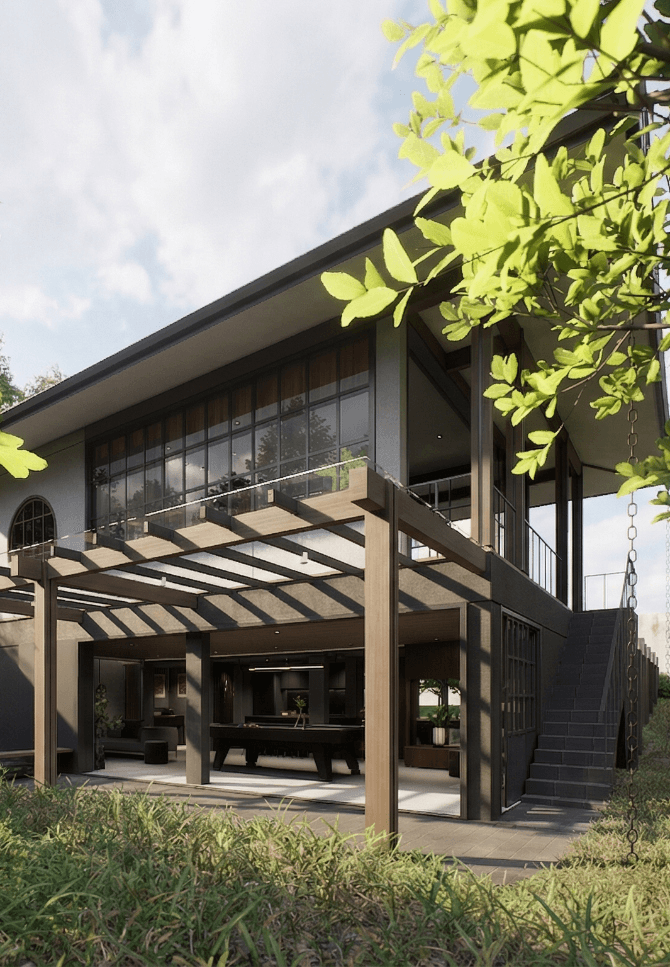 Iyashi Cabin: Shaded lower terrace