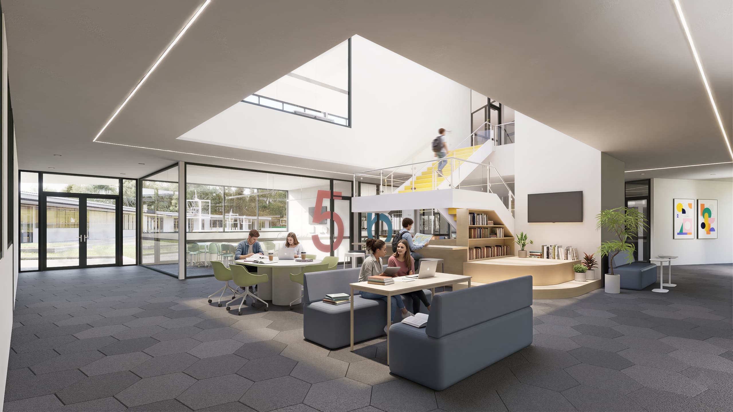 Illawarra School: Shared learning space and central stair
