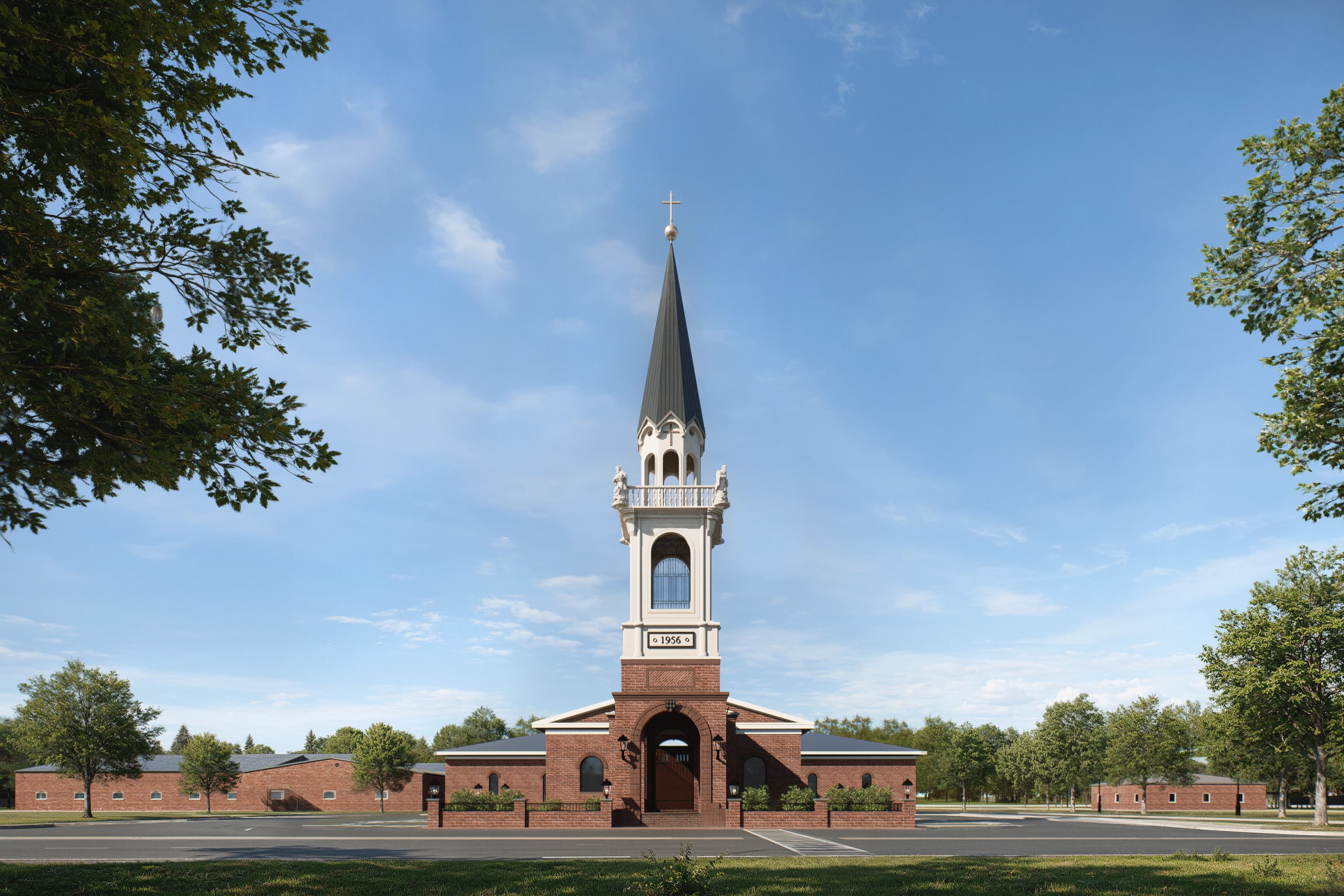 Church Bell Tower: Frontal view of the bell tower